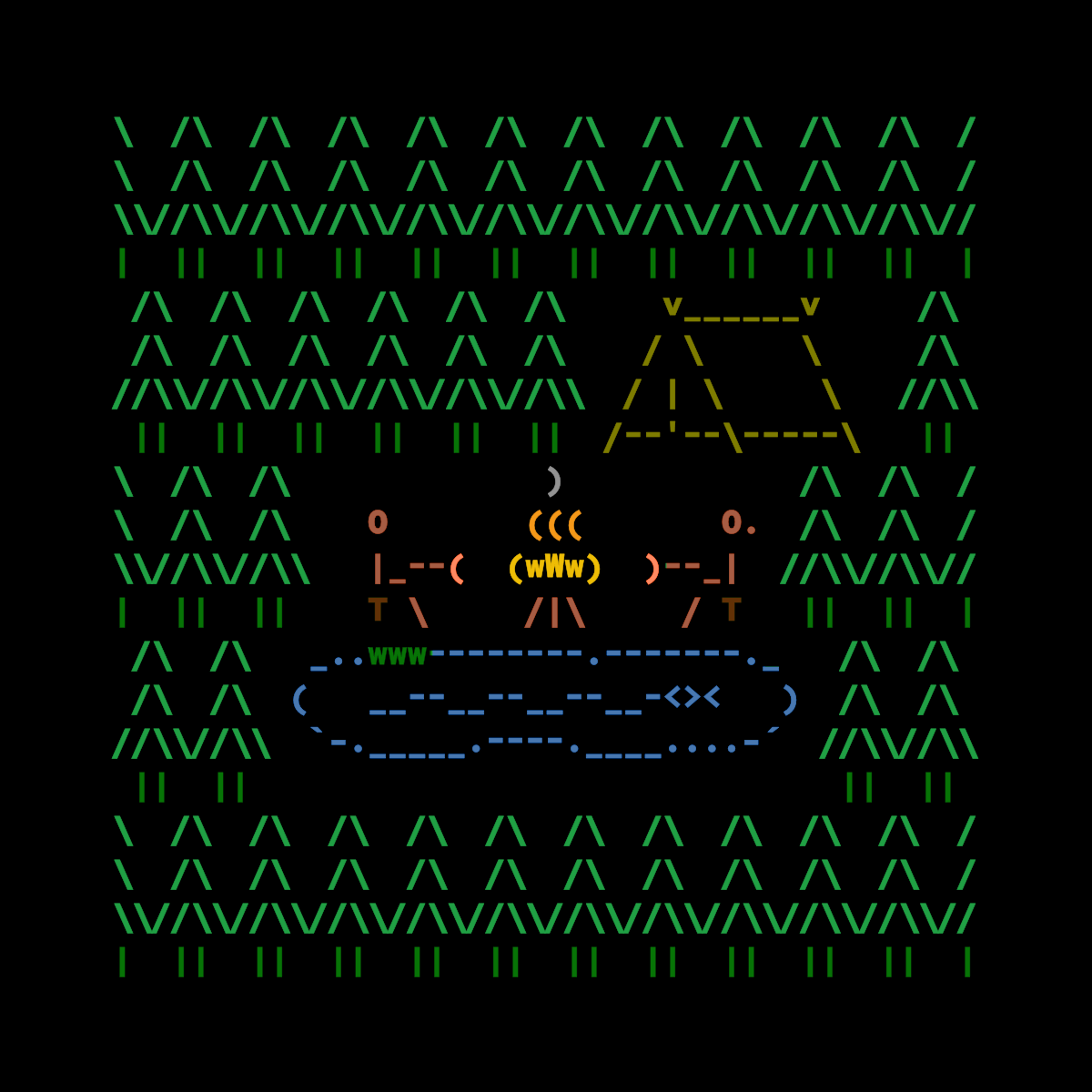 Joninscii ASCII Art Forest - Animated nature scenery represented in ASCII characters
